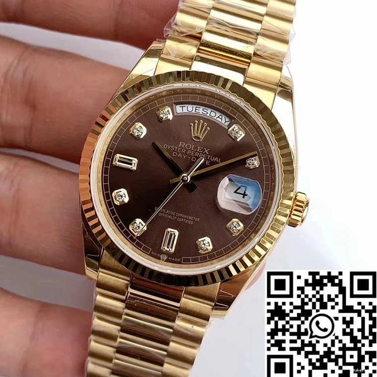 Yellow Gold EW Gray M128238-0022 Dial Day-Date Rolex Factory 0517